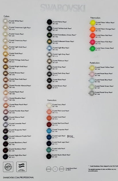Swarovski Pearl Chart