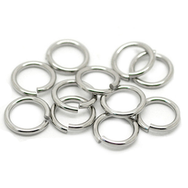 10 Pcs Bag of 8 mm 20g Silver Open Jump Rings