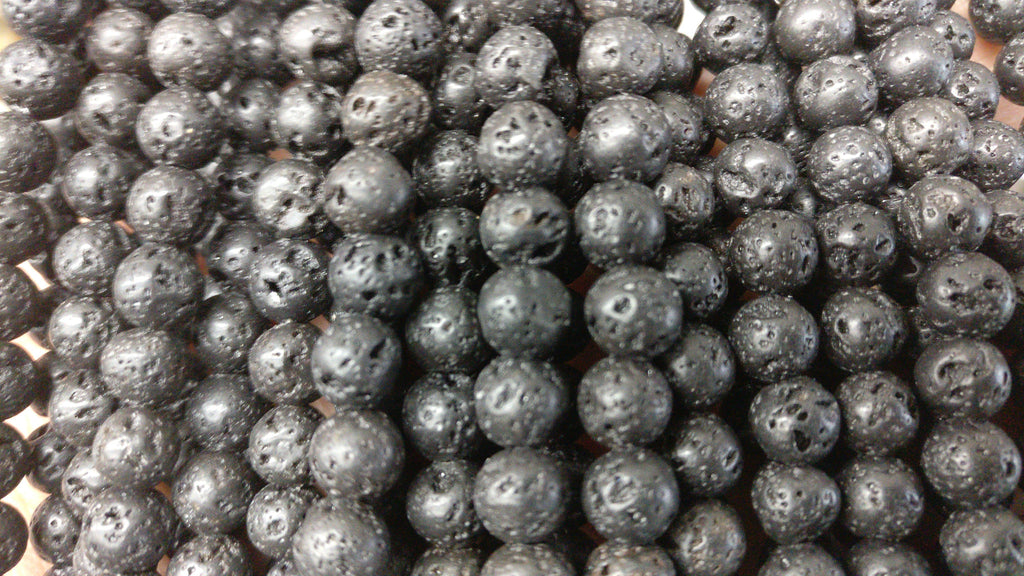 Lava Beads | Black Round Diffuser Beads | 10mm