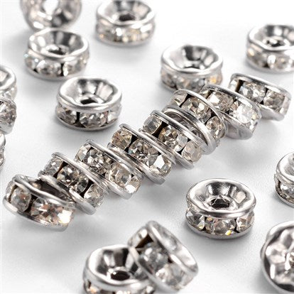 Stainless Rhinestone Rondelle Spacers